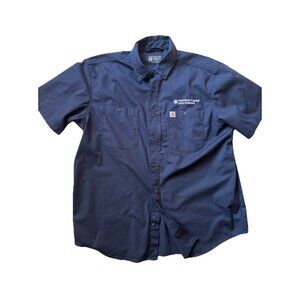 Cathartt Automotive Shirt Blue Button Up Size XL Relaxed Fit Short Sleeve